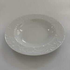 Vintage Dansk Floating Leaves White Rimmed Bowl Made in Portugal‎ 9"